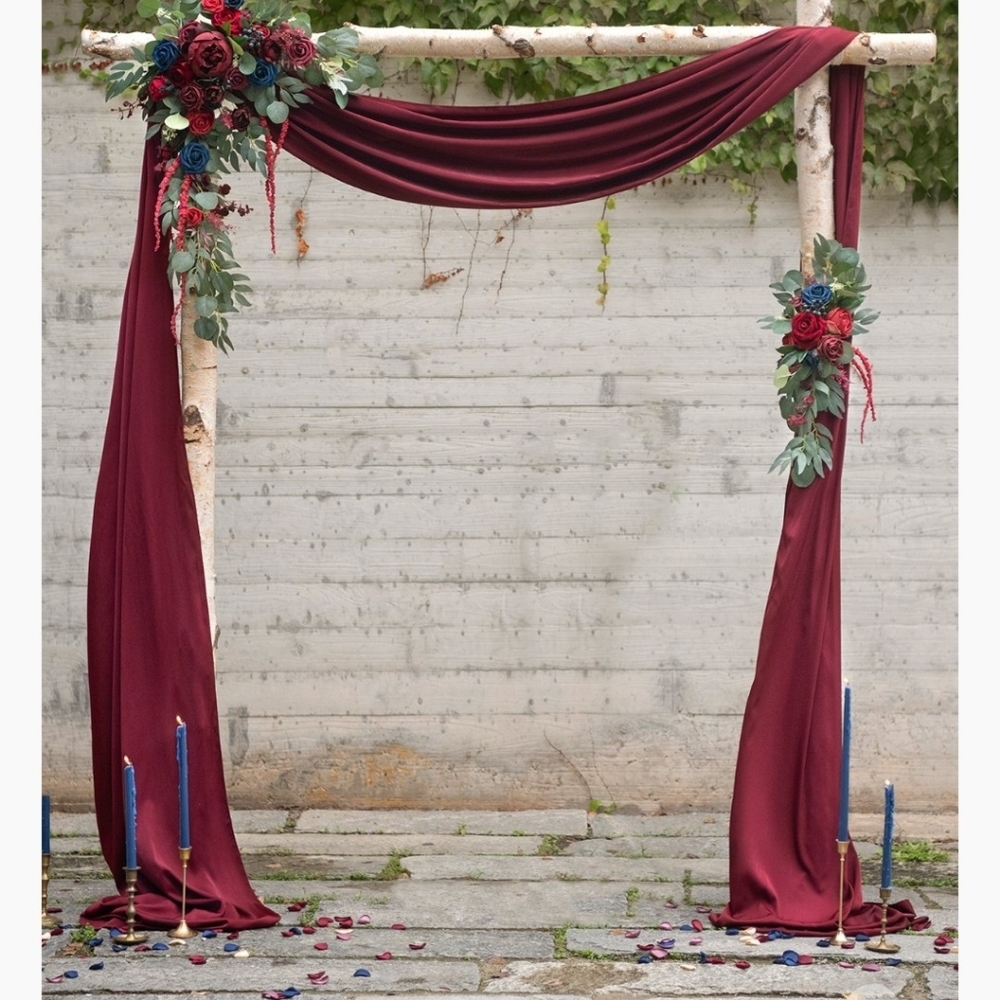 2pcs Flower Arch Décor with Polyester Drape